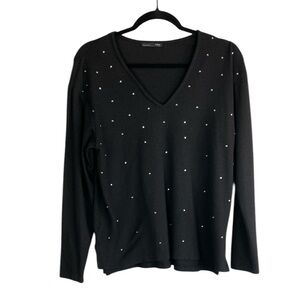 Zara black rhinestone front top